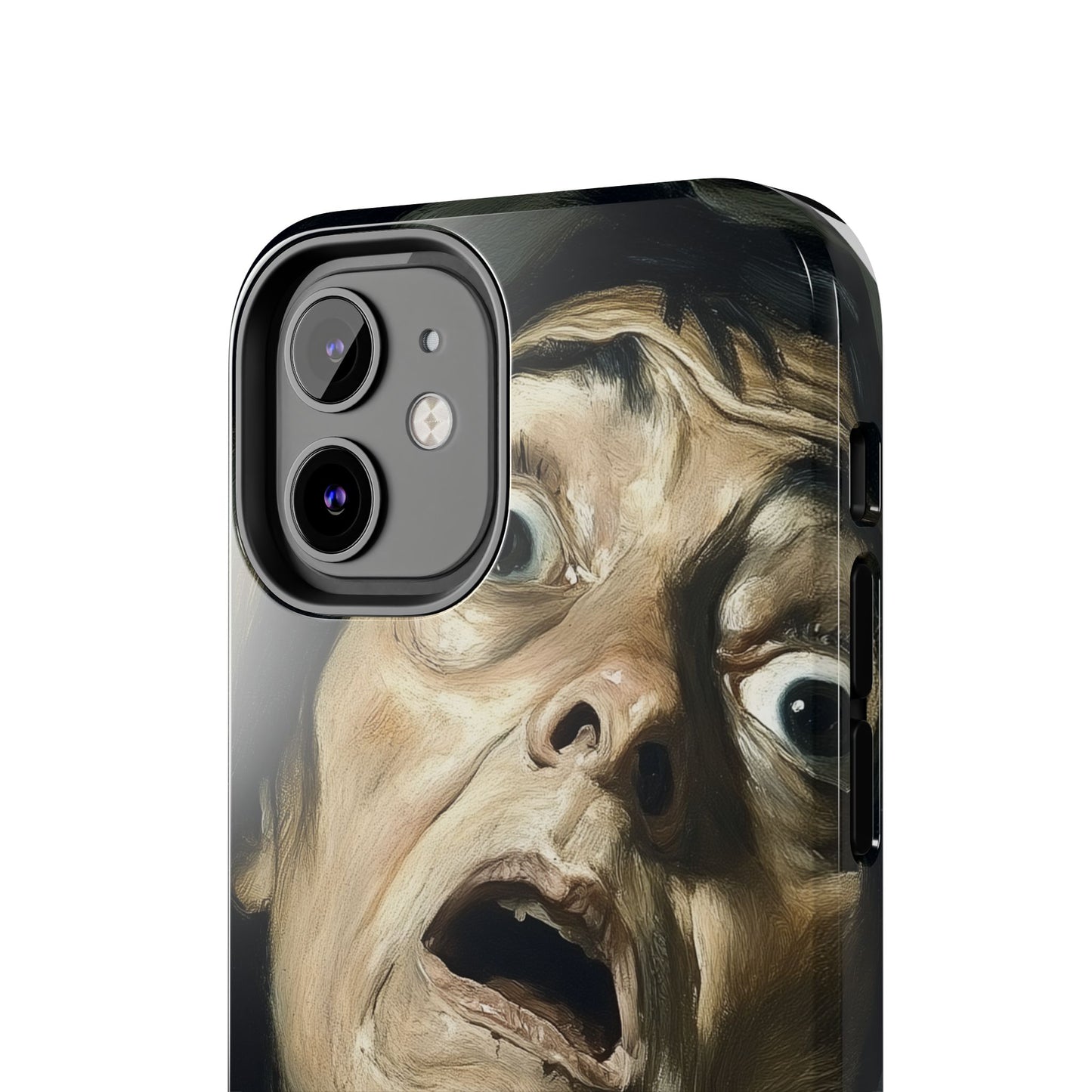 Classic horror expression phone case inspired by Goya art perfect gift for art lovers vivid expressionist design unique fright night cover dramatic face art intense emotional impact great for horror enthusiasts dark aesthetic phone protector