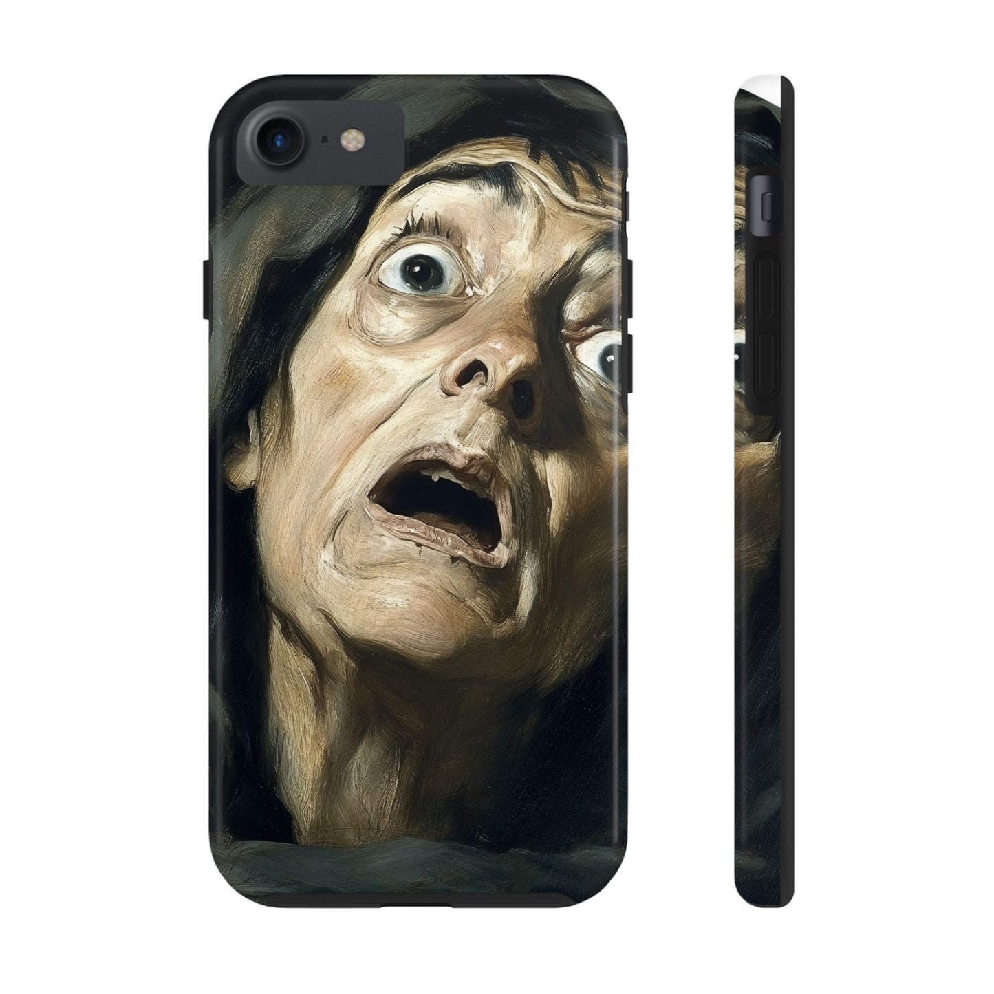 Classic horror expression phone case inspired by Goya art perfect gift for art lovers vivid expressionist design unique fright night cover dramatic face art intense emotional impact great for horror enthusiasts dark aesthetic phone protector