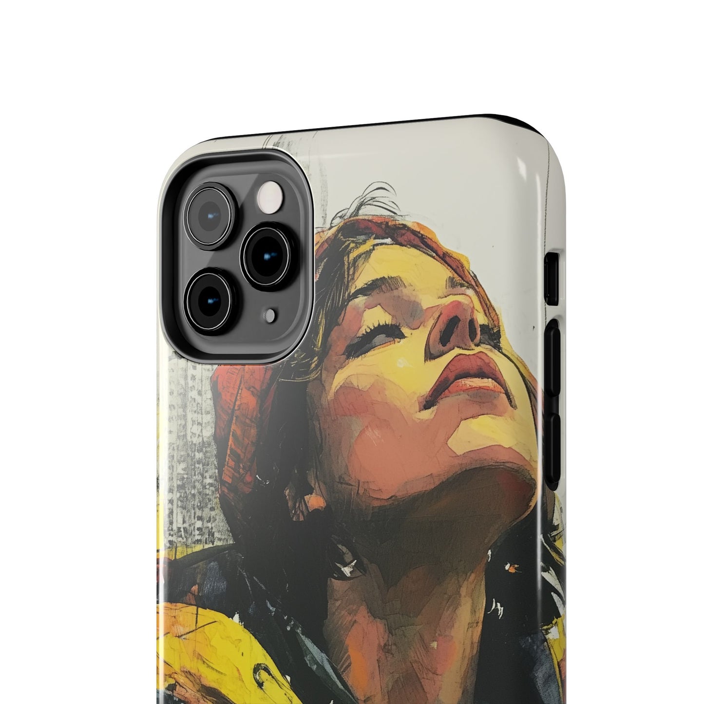 Urban style phone case young dreamer design perfect youth gift vibrant yellow jacket artistic city background inspirational street art cover modern urban explorer great for young adults trendy city life phone case emotional portrait cover