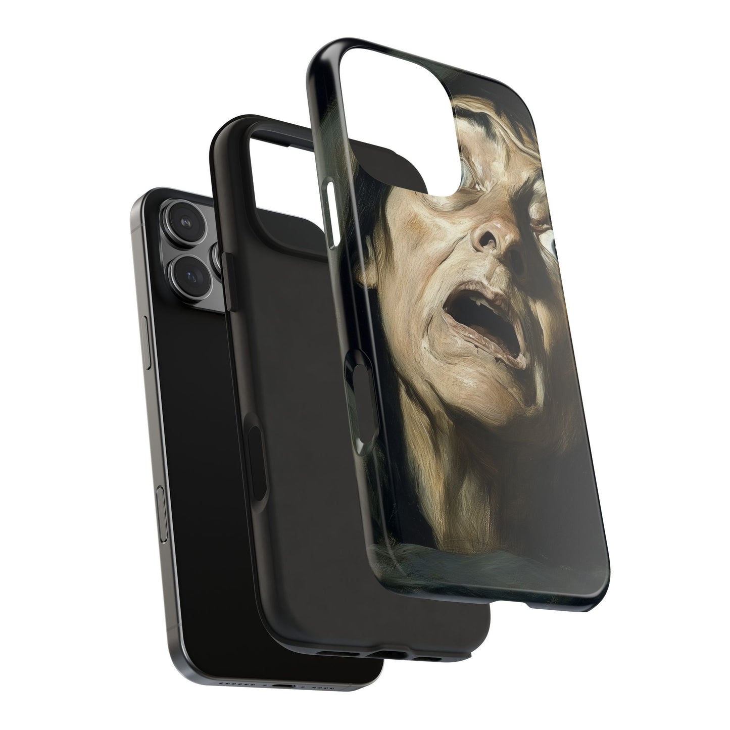 Classic horror expression phone case inspired by Goya art perfect gift for art lovers vivid expressionist design unique fright night cover dramatic face art intense emotional impact great for horror enthusiasts dark aesthetic phone protector