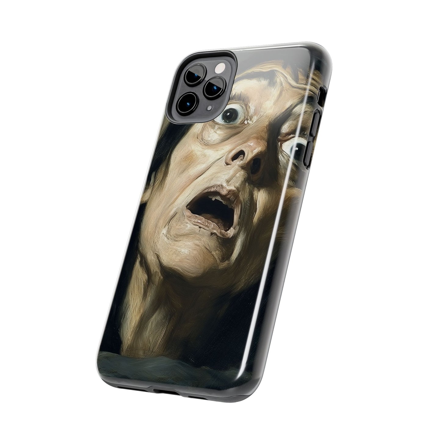 Classic horror expression phone case inspired by Goya art perfect gift for art lovers vivid expressionist design unique fright night cover dramatic face art intense emotional impact great for horror enthusiasts dark aesthetic phone protector