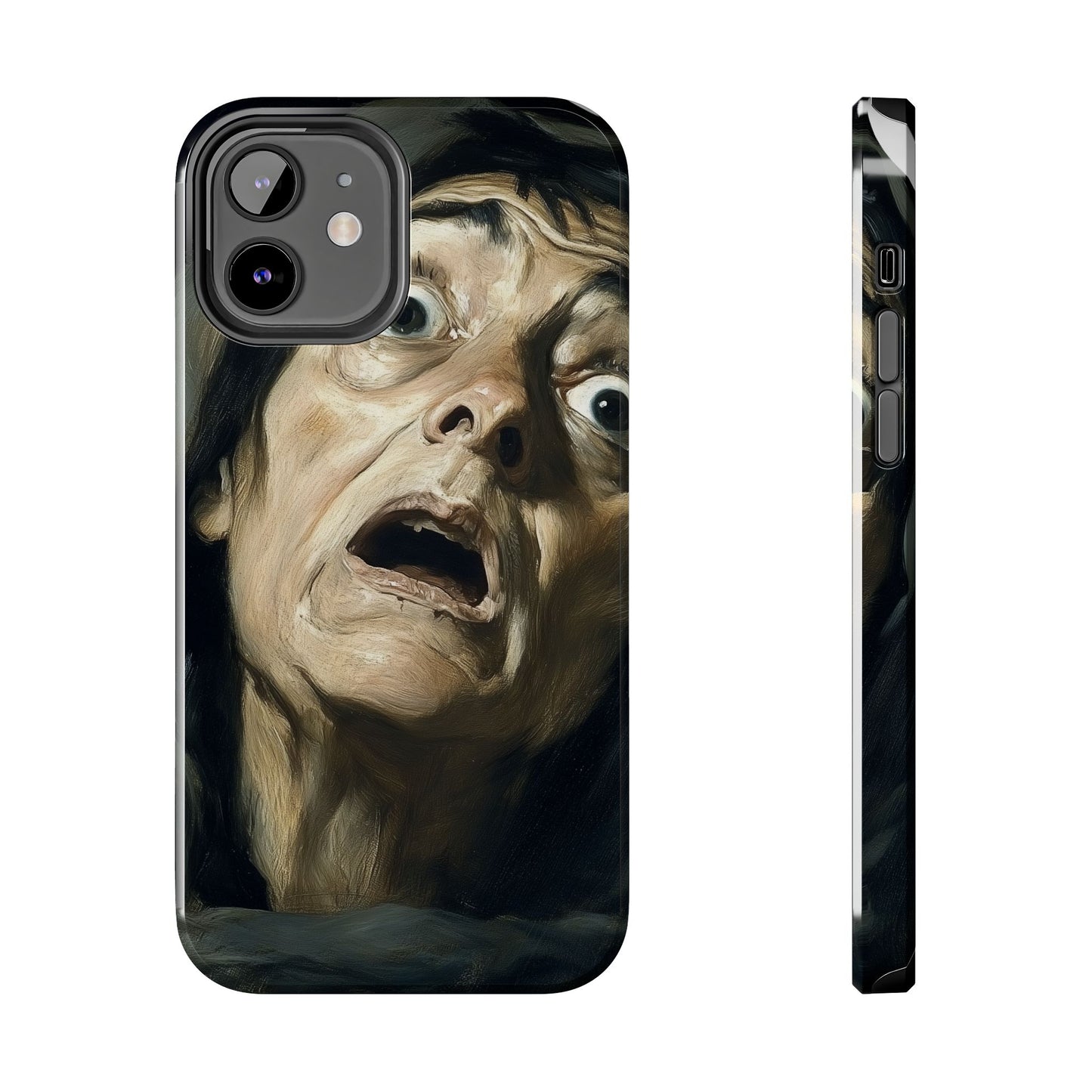 Classic horror expression phone case inspired by Goya art perfect gift for art lovers vivid expressionist design unique fright night cover dramatic face art intense emotional impact great for horror enthusiasts dark aesthetic phone protector