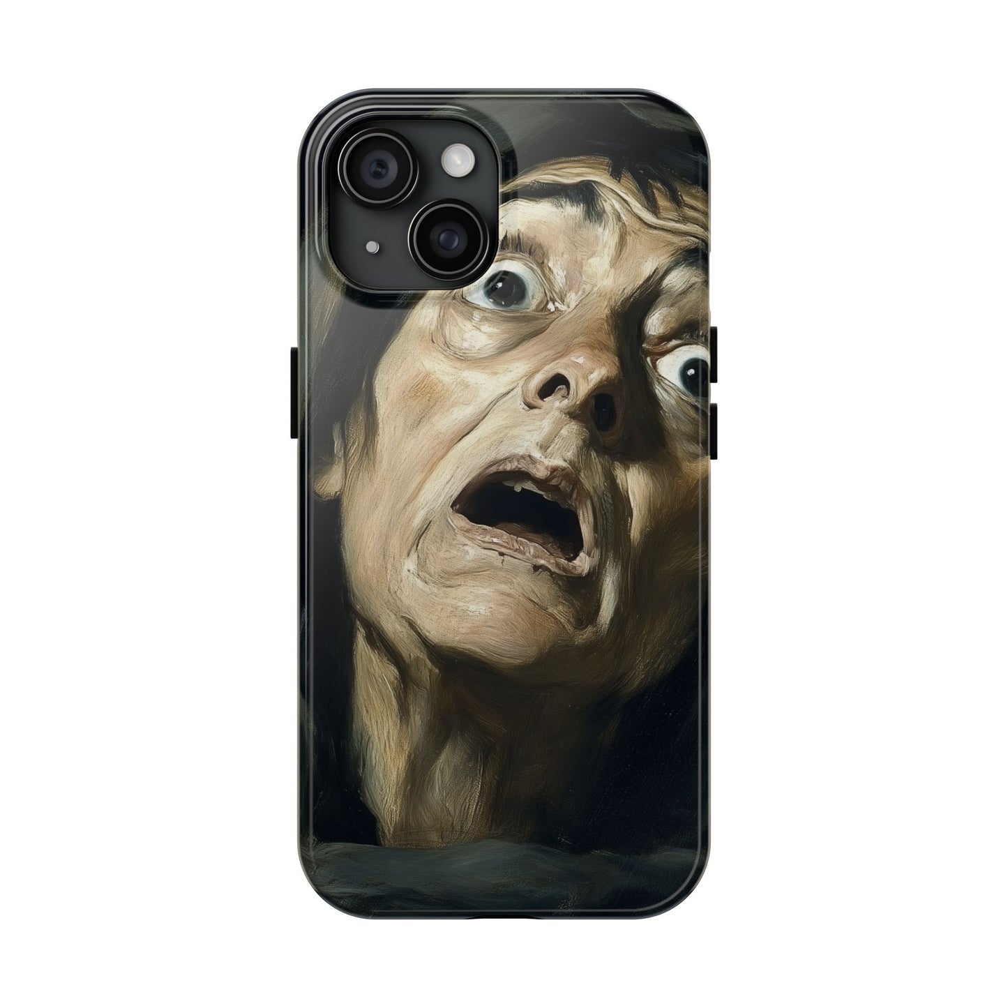 Classic horror expression phone case inspired by Goya art perfect gift for art lovers vivid expressionist design unique fright night cover dramatic face art intense emotional impact great for horror enthusiasts dark aesthetic phone protector