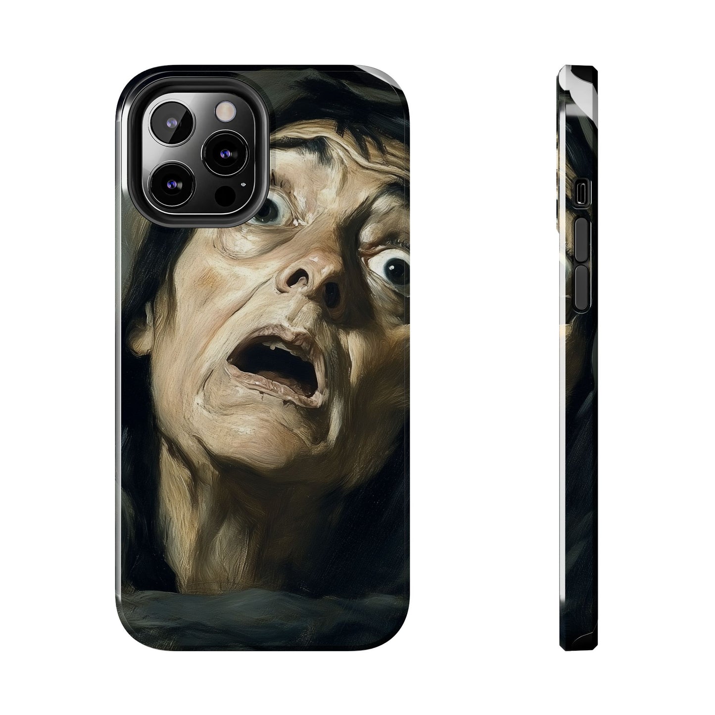 Classic horror expression phone case inspired by Goya art perfect gift for art lovers vivid expressionist design unique fright night cover dramatic face art intense emotional impact great for horror enthusiasts dark aesthetic phone protector