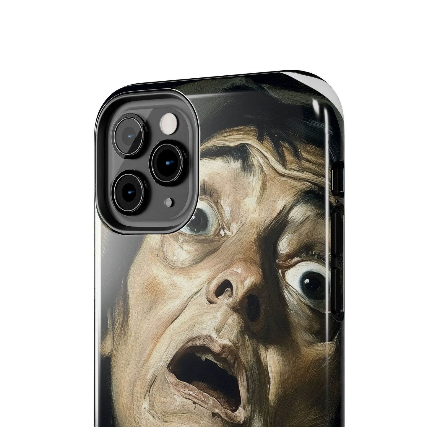 Classic horror expression phone case inspired by Goya art perfect gift for art lovers vivid expressionist design unique fright night cover dramatic face art intense emotional impact great for horror enthusiasts dark aesthetic phone protector