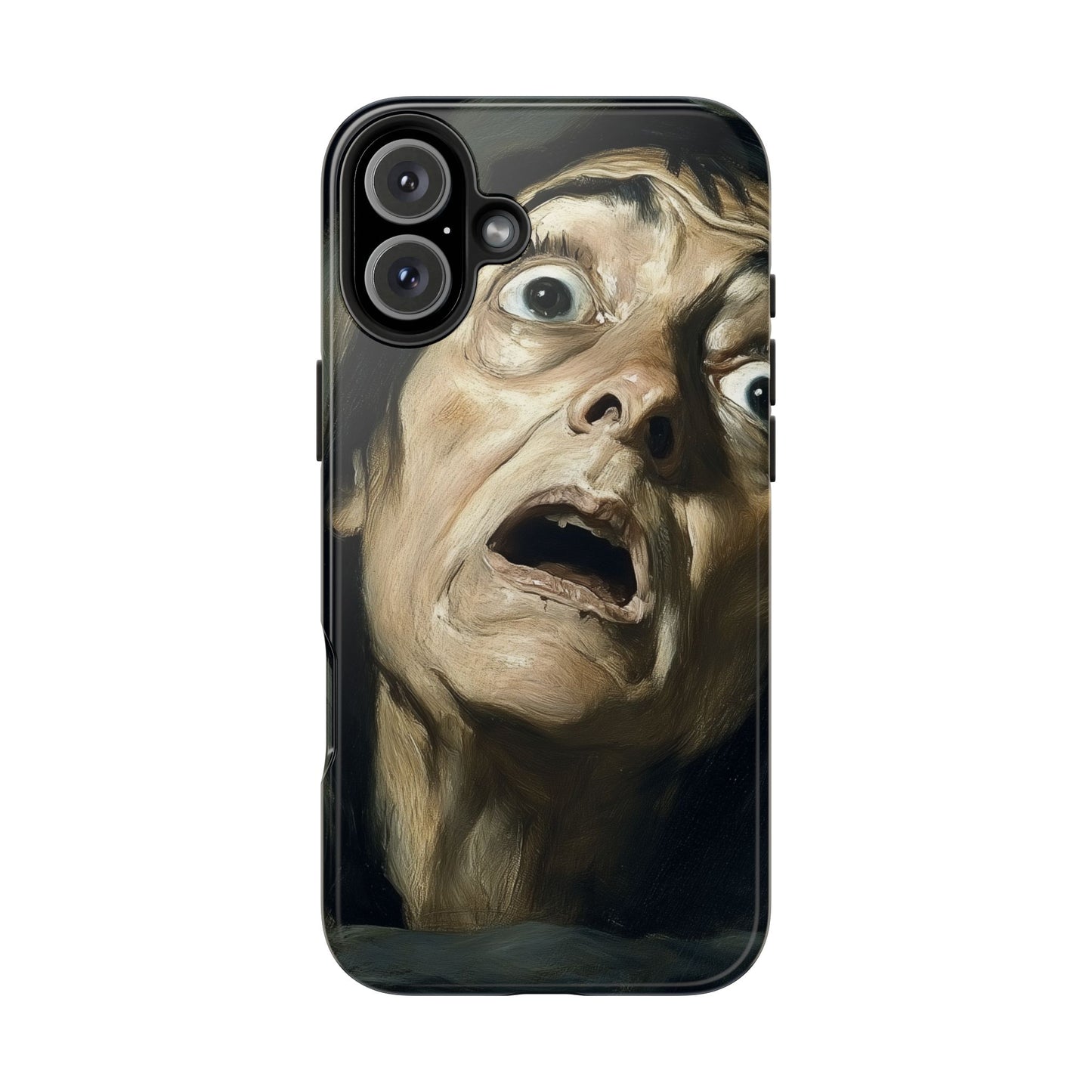 Classic horror expression phone case inspired by Goya art perfect gift for art lovers vivid expressionist design unique fright night cover dramatic face art intense emotional impact great for horror enthusiasts dark aesthetic phone protector