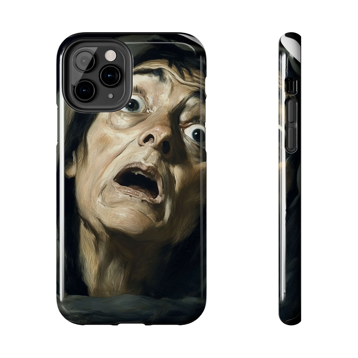 Classic horror expression phone case inspired by Goya art perfect gift for art lovers vivid expressionist design unique fright night cover dramatic face art intense emotional impact great for horror enthusiasts dark aesthetic phone protector