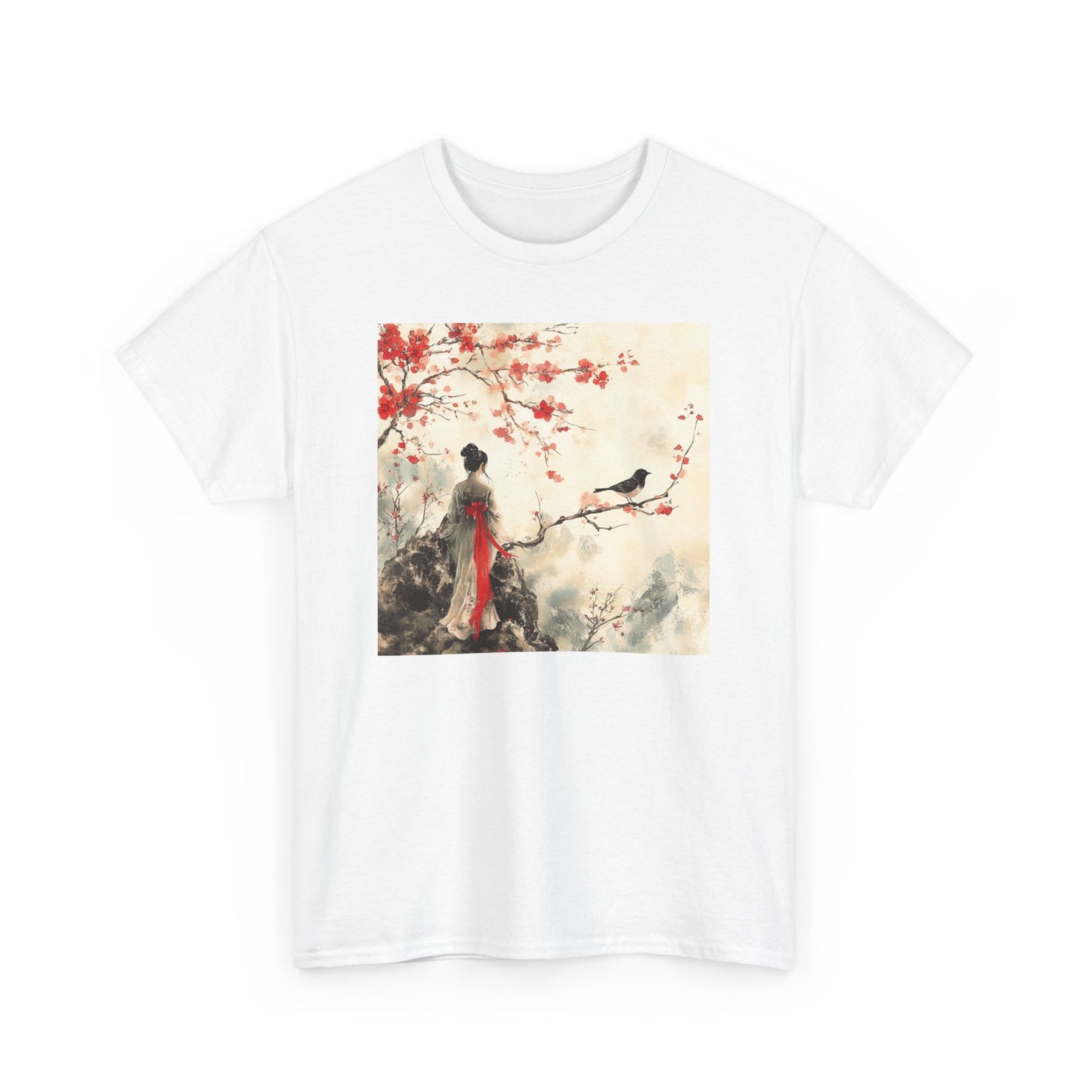 Chinese Girl In Hanfu Chinese Traditional Painting Unisex Tee 100% Cotton