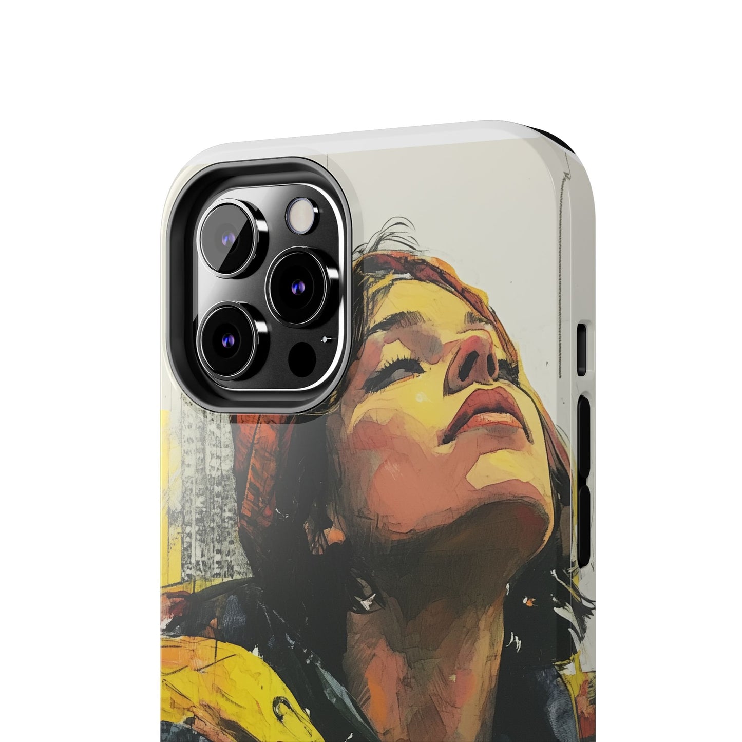 Urban style phone case young dreamer design perfect youth gift vibrant yellow jacket artistic city background inspirational street art cover modern urban explorer great for young adults trendy city life phone case emotional portrait cover