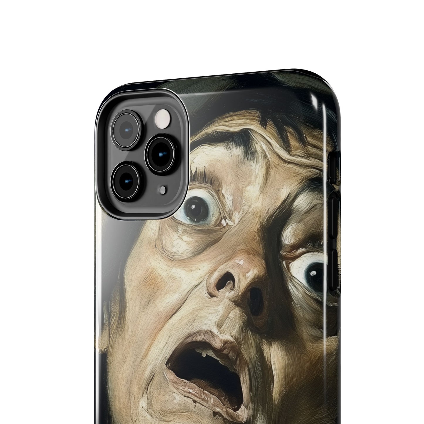 Classic horror expression phone case inspired by Goya art perfect gift for art lovers vivid expressionist design unique fright night cover dramatic face art intense emotional impact great for horror enthusiasts dark aesthetic phone protector