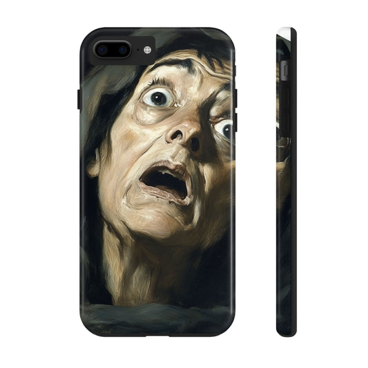 Classic horror expression phone case inspired by Goya art perfect gift for art lovers vivid expressionist design unique fright night cover dramatic face art intense emotional impact great for horror enthusiasts dark aesthetic phone protector