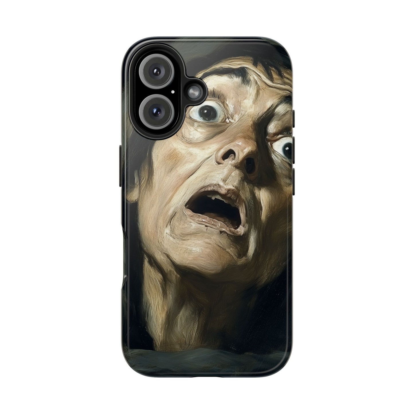 Classic horror expression phone case inspired by Goya art perfect gift for art lovers vivid expressionist design unique fright night cover dramatic face art intense emotional impact great for horror enthusiasts dark aesthetic phone protector