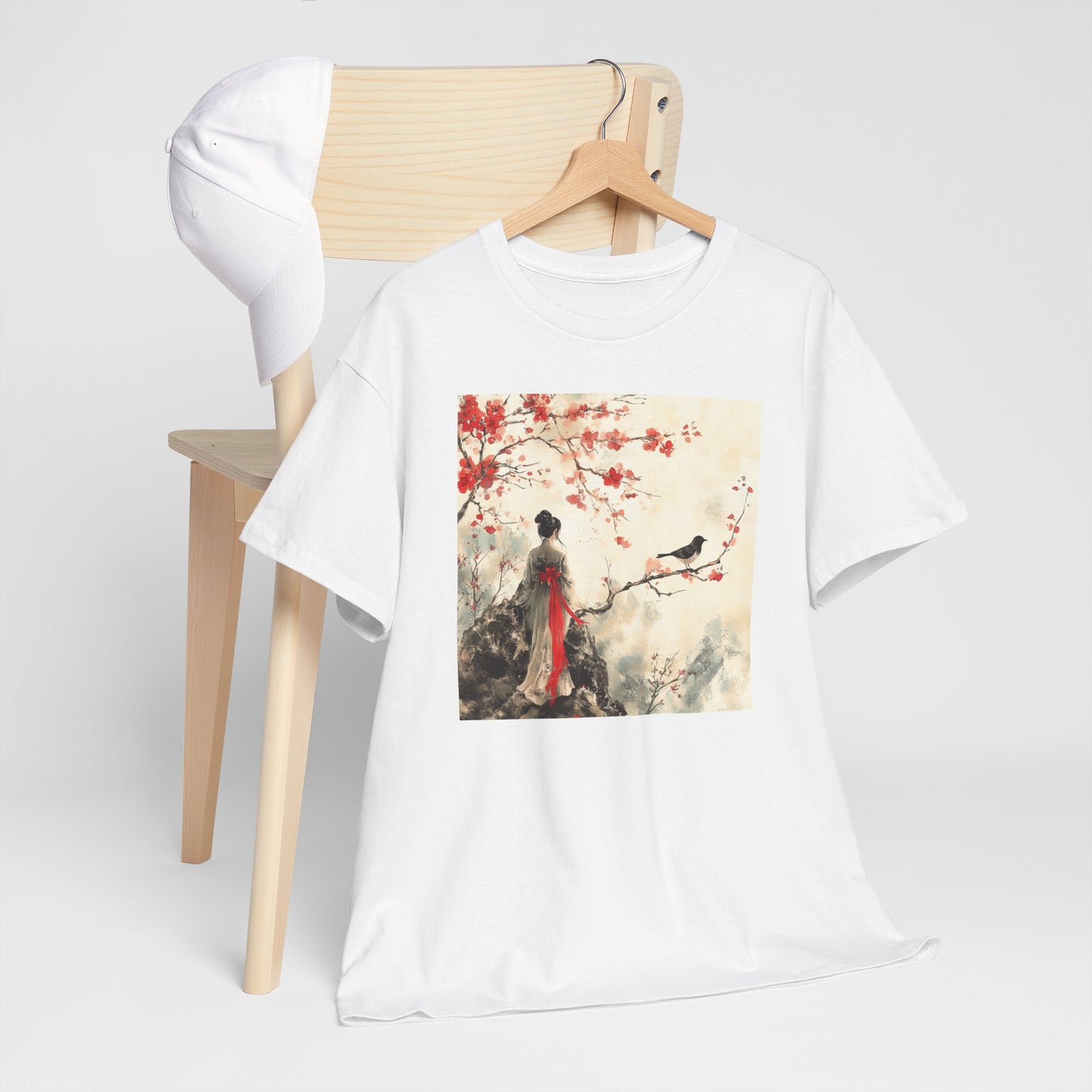 Chinese Girl In Hanfu Chinese Traditional Painting Unisex Tee 100% Cotton