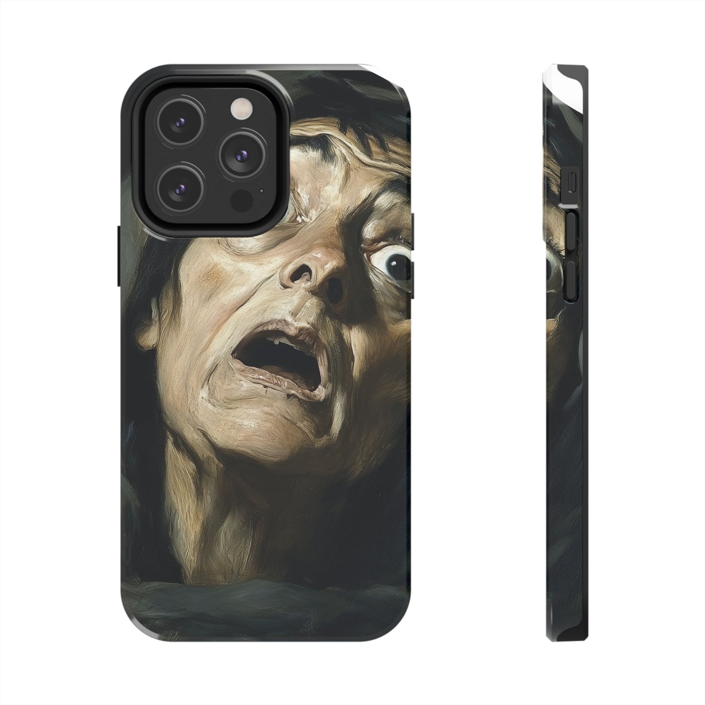 Classic horror expression phone case inspired by Goya art perfect gift for art lovers vivid expressionist design unique fright night cover dramatic face art intense emotional impact great for horror enthusiasts dark aesthetic phone protector