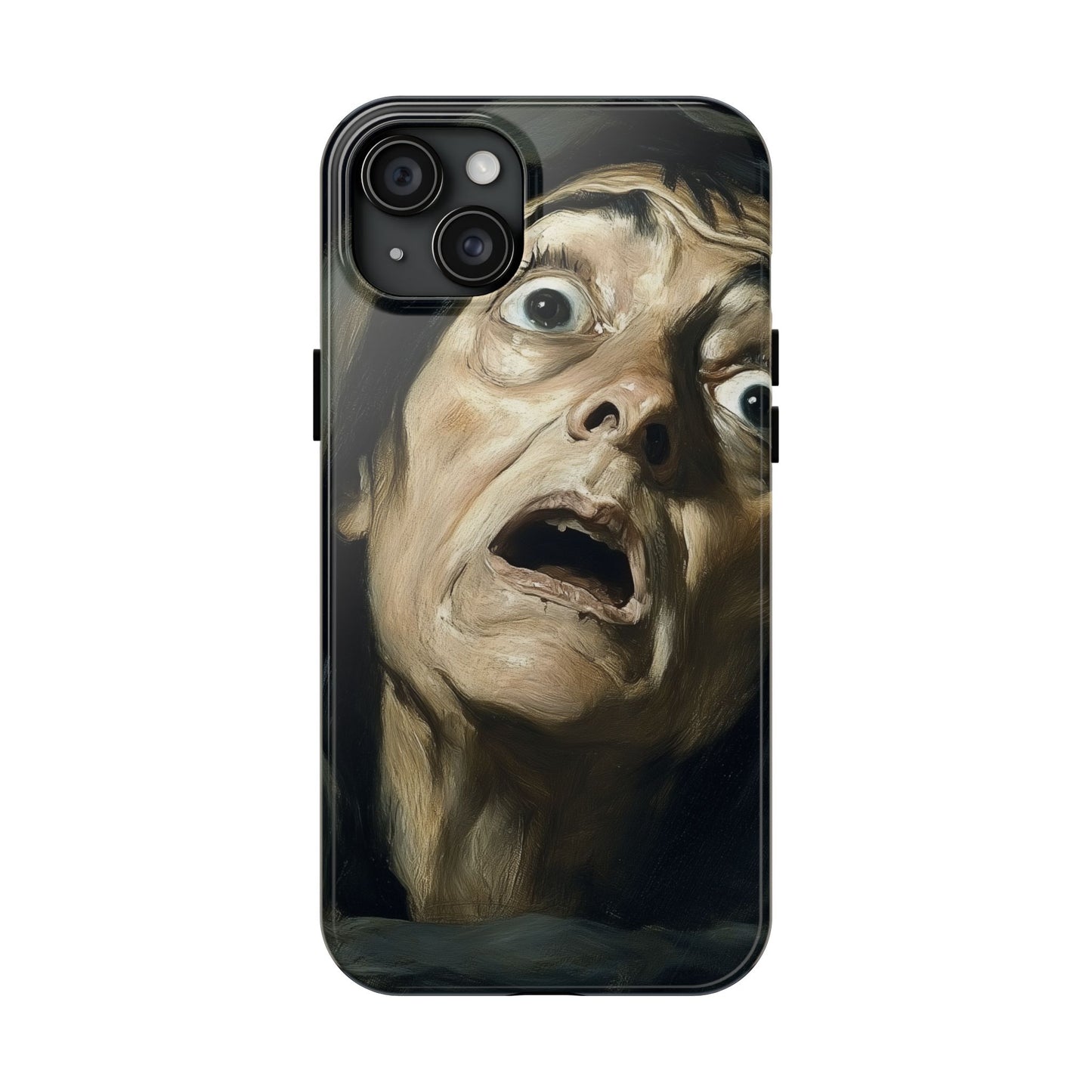 Classic horror expression phone case inspired by Goya art perfect gift for art lovers vivid expressionist design unique fright night cover dramatic face art intense emotional impact great for horror enthusiasts dark aesthetic phone protector