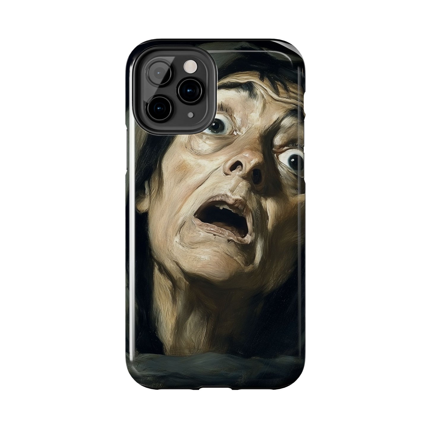 Classic horror expression phone case inspired by Goya art perfect gift for art lovers vivid expressionist design unique fright night cover dramatic face art intense emotional impact great for horror enthusiasts dark aesthetic phone protector