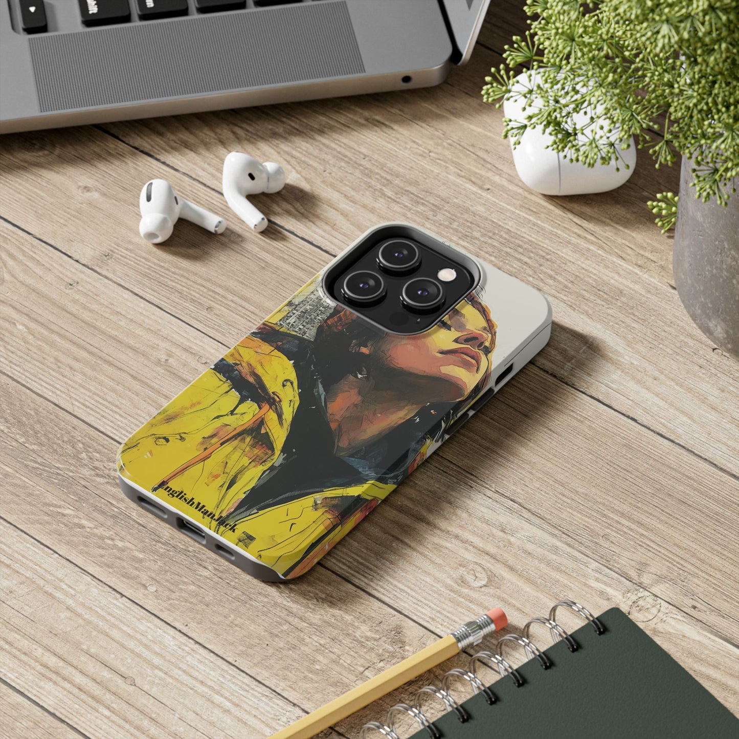 Urban style phone case young dreamer design perfect youth gift vibrant yellow jacket artistic city background inspirational street art cover modern urban explorer great for young adults trendy city life phone case emotional portrait cover