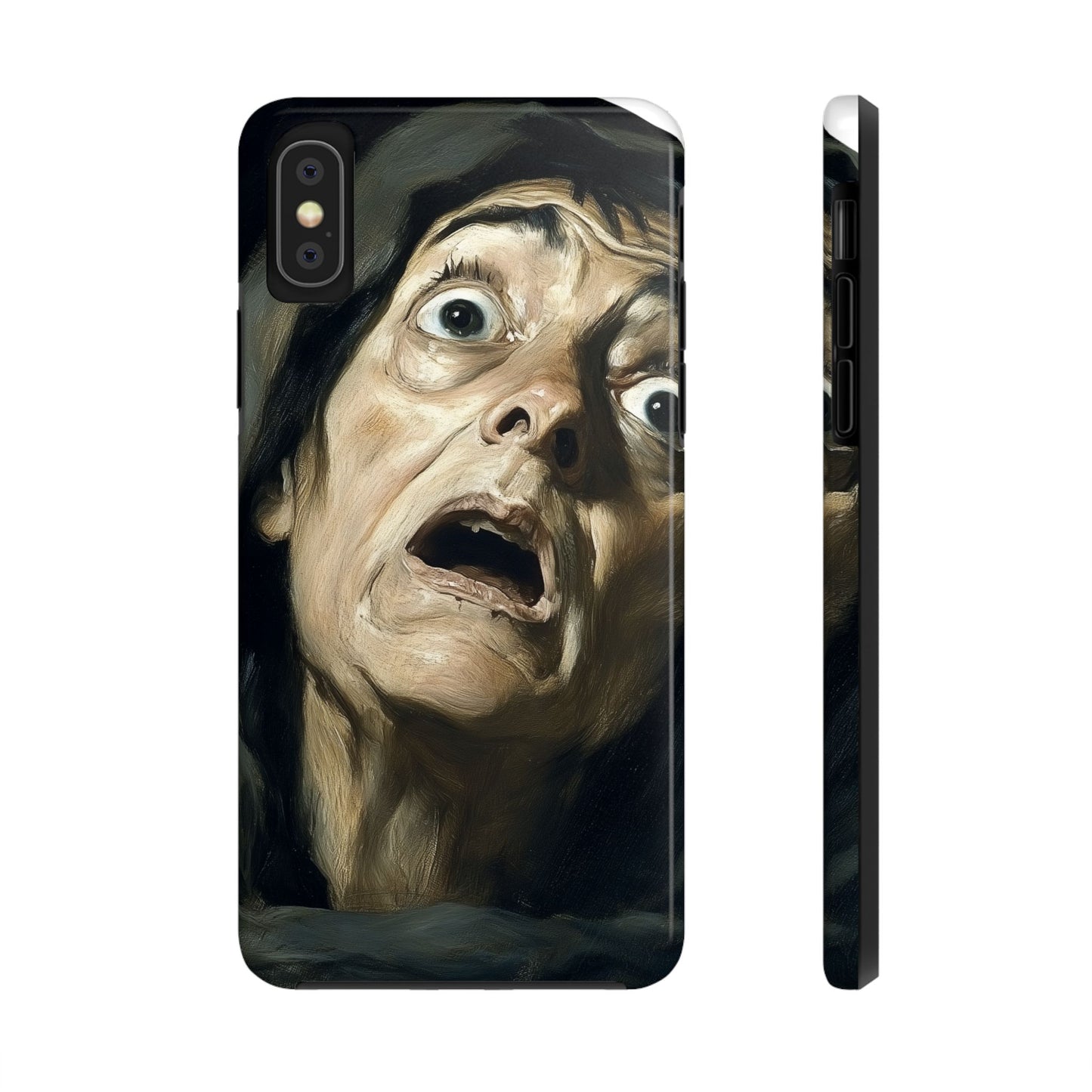 Classic horror expression phone case inspired by Goya art perfect gift for art lovers vivid expressionist design unique fright night cover dramatic face art intense emotional impact great for horror enthusiasts dark aesthetic phone protector