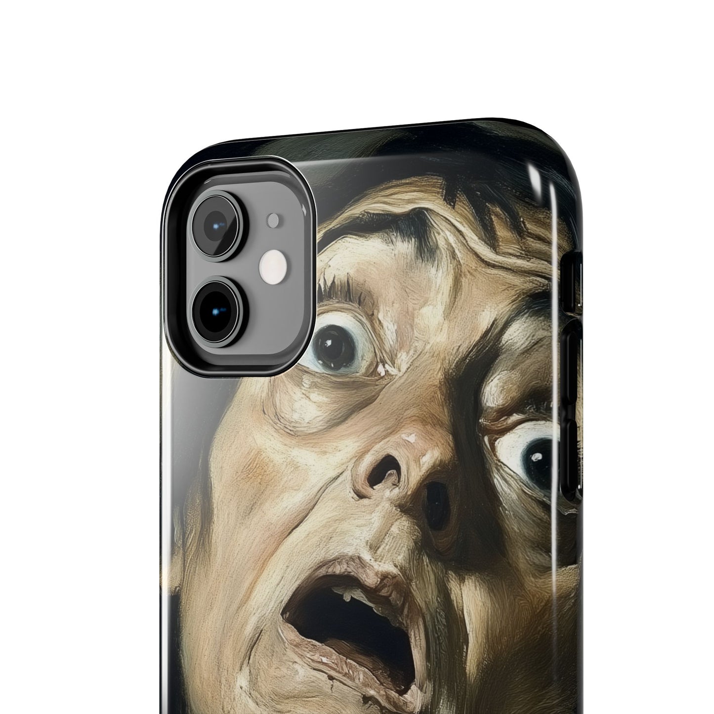 Classic horror expression phone case inspired by Goya art perfect gift for art lovers vivid expressionist design unique fright night cover dramatic face art intense emotional impact great for horror enthusiasts dark aesthetic phone protector