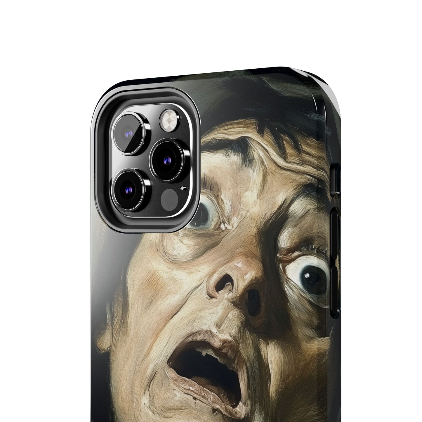 Classic horror expression phone case inspired by Goya art perfect gift for art lovers vivid expressionist design unique fright night cover dramatic face art intense emotional impact great for horror enthusiasts dark aesthetic phone protector