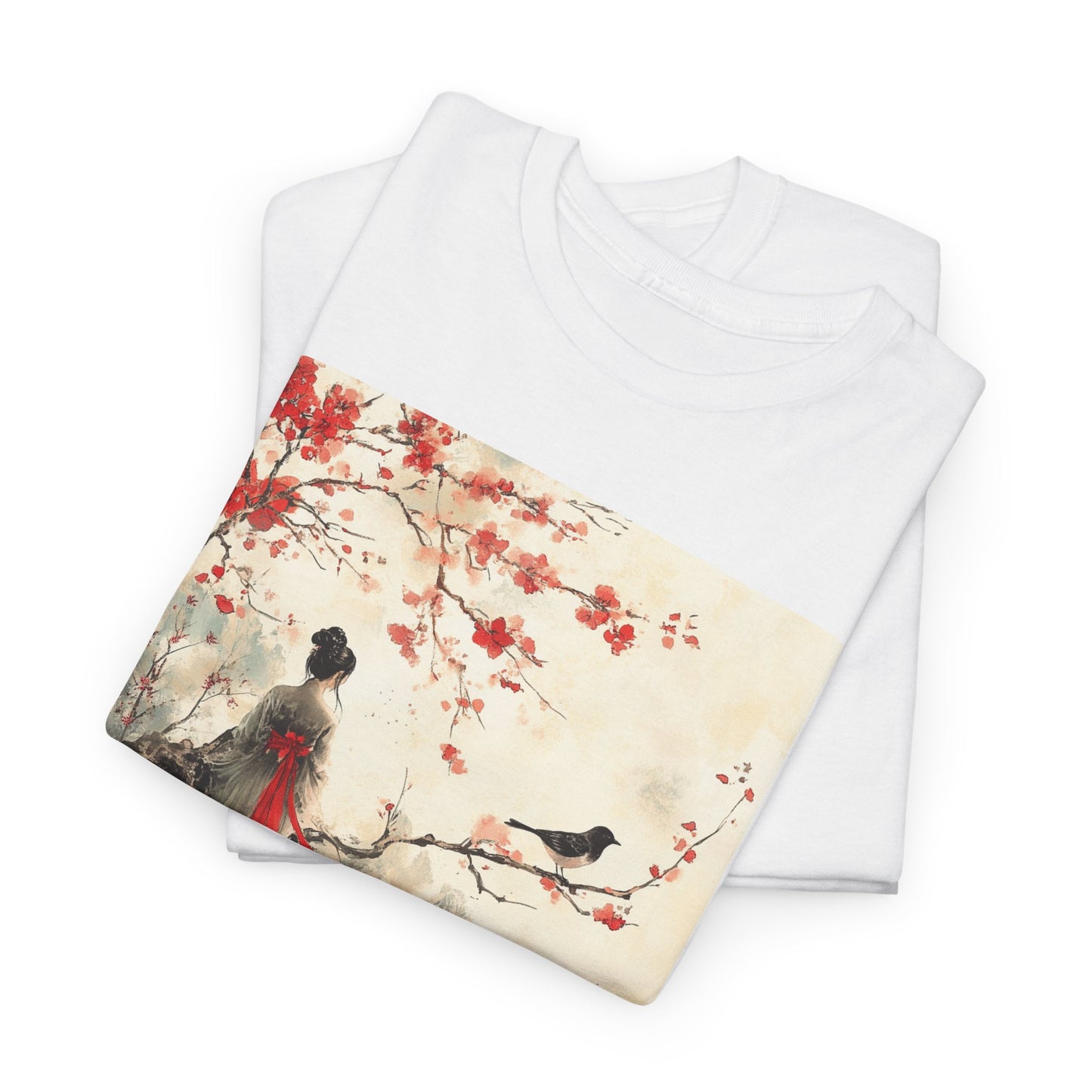 Chinese Girl In Hanfu Chinese Traditional Painting Unisex Tee 100% Cotton