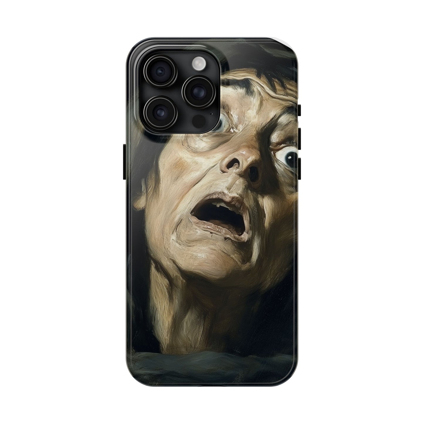 Classic horror expression phone case inspired by Goya art perfect gift for art lovers vivid expressionist design unique fright night cover dramatic face art intense emotional impact great for horror enthusiasts dark aesthetic phone protector