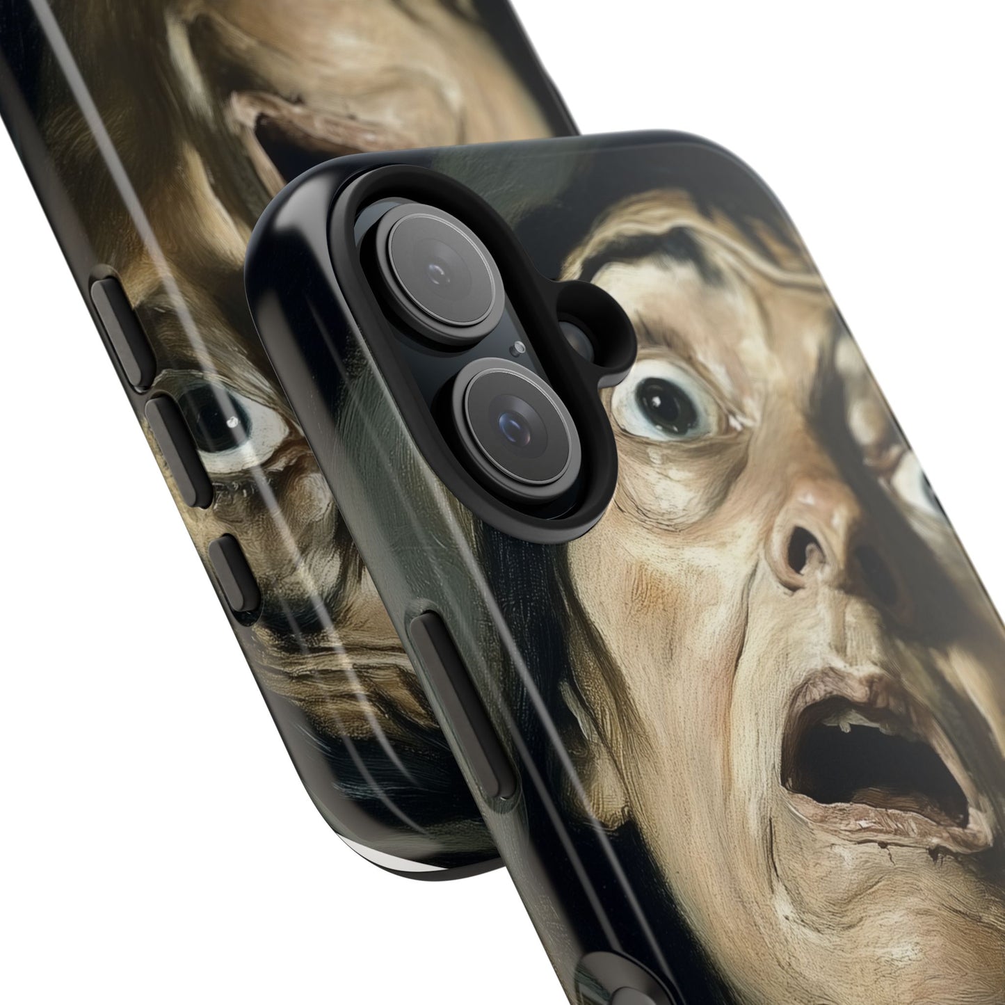 Classic horror expression phone case inspired by Goya art perfect gift for art lovers vivid expressionist design unique fright night cover dramatic face art intense emotional impact great for horror enthusiasts dark aesthetic phone protector