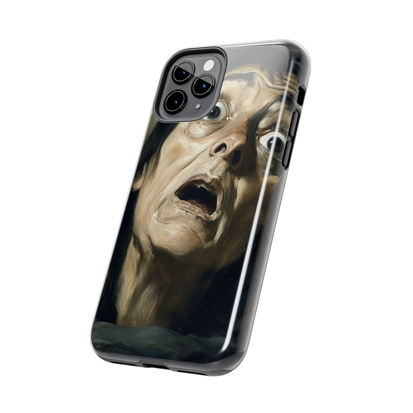 Classic horror expression phone case inspired by Goya art perfect gift for art lovers vivid expressionist design unique fright night cover dramatic face art intense emotional impact great for horror enthusiasts dark aesthetic phone protector