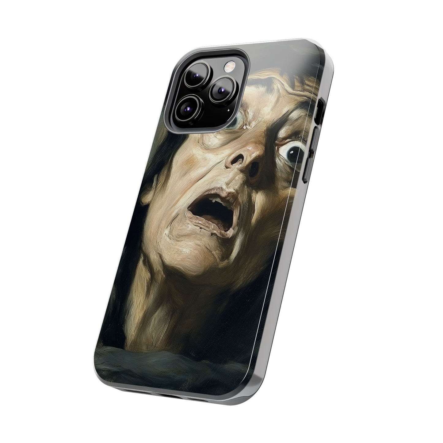 Classic horror expression phone case inspired by Goya art perfect gift for art lovers vivid expressionist design unique fright night cover dramatic face art intense emotional impact great for horror enthusiasts dark aesthetic phone protector