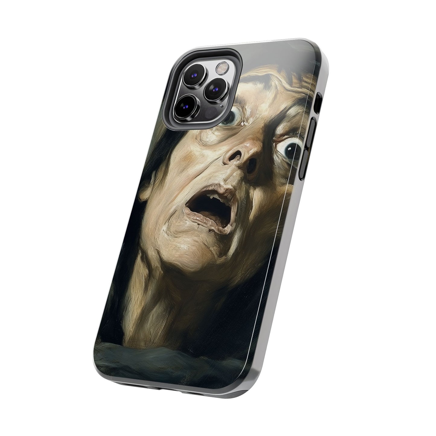 Classic horror expression phone case inspired by Goya art perfect gift for art lovers vivid expressionist design unique fright night cover dramatic face art intense emotional impact great for horror enthusiasts dark aesthetic phone protector