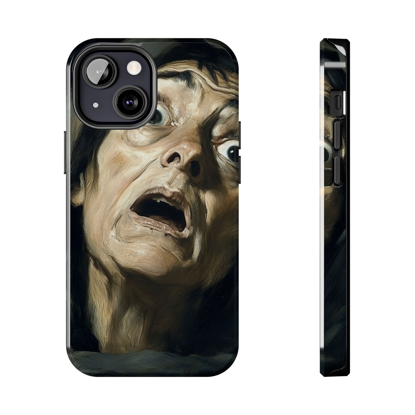 Classic horror expression phone case inspired by Goya art perfect gift for art lovers vivid expressionist design unique fright night cover dramatic face art intense emotional impact great for horror enthusiasts dark aesthetic phone protector