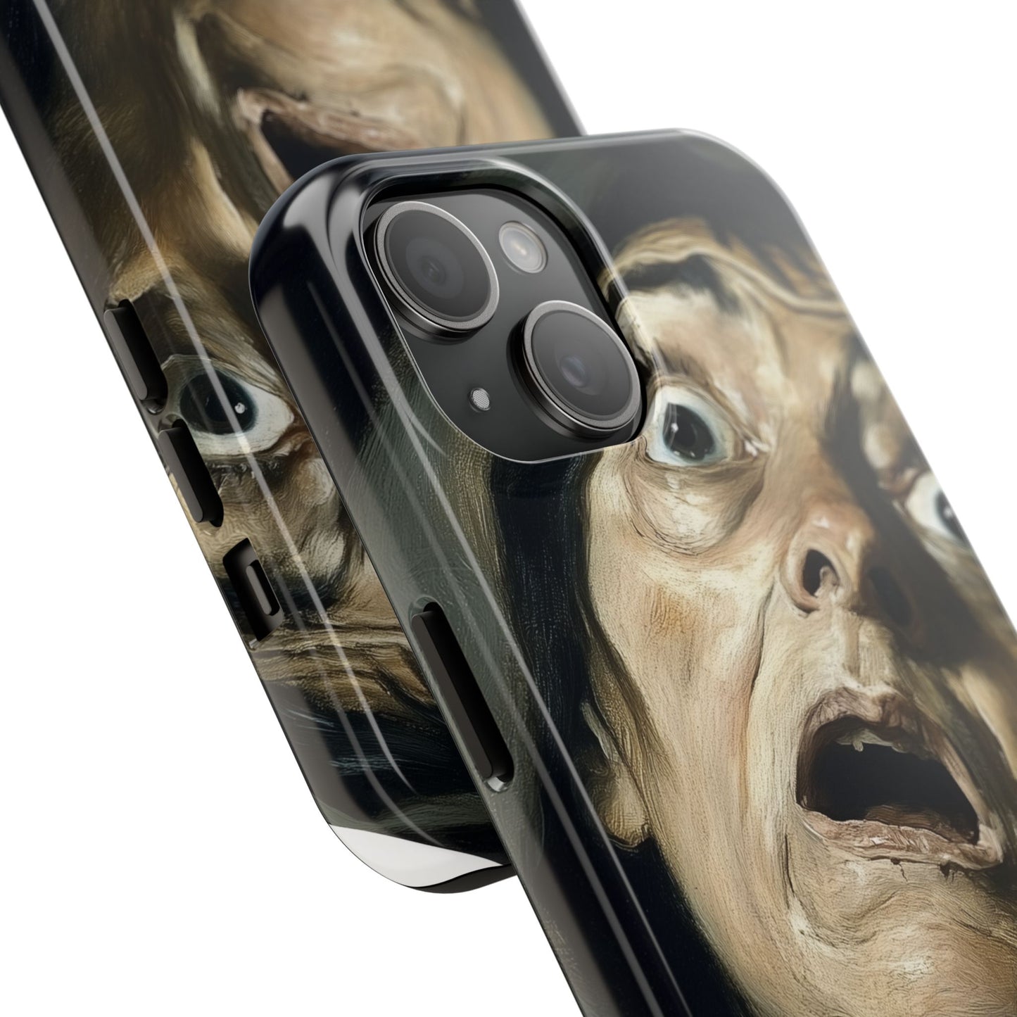 Classic horror expression phone case inspired by Goya art perfect gift for art lovers vivid expressionist design unique fright night cover dramatic face art intense emotional impact great for horror enthusiasts dark aesthetic phone protector