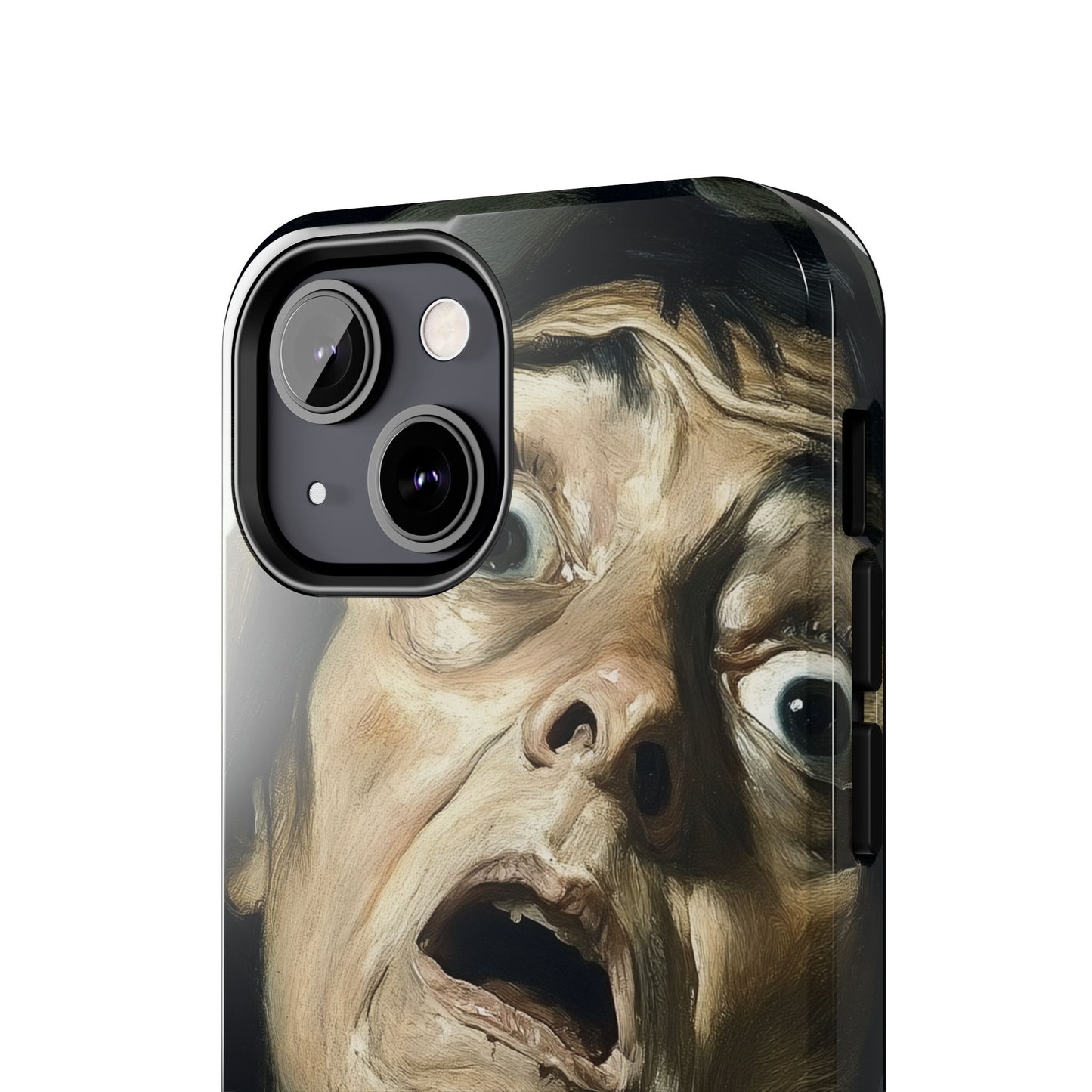 Classic horror expression phone case inspired by Goya art perfect gift for art lovers vivid expressionist design unique fright night cover dramatic face art intense emotional impact great for horror enthusiasts dark aesthetic phone protector