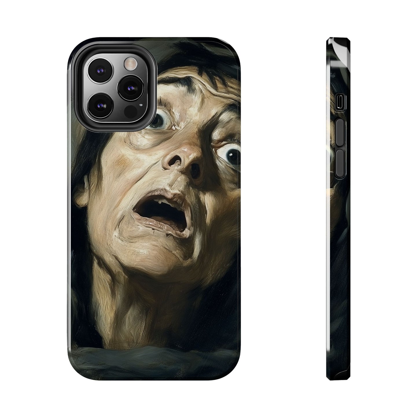 Classic horror expression phone case inspired by Goya art perfect gift for art lovers vivid expressionist design unique fright night cover dramatic face art intense emotional impact great for horror enthusiasts dark aesthetic phone protector