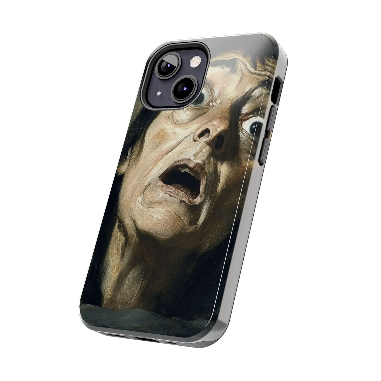 Classic horror expression phone case inspired by Goya art perfect gift for art lovers vivid expressionist design unique fright night cover dramatic face art intense emotional impact great for horror enthusiasts dark aesthetic phone protector