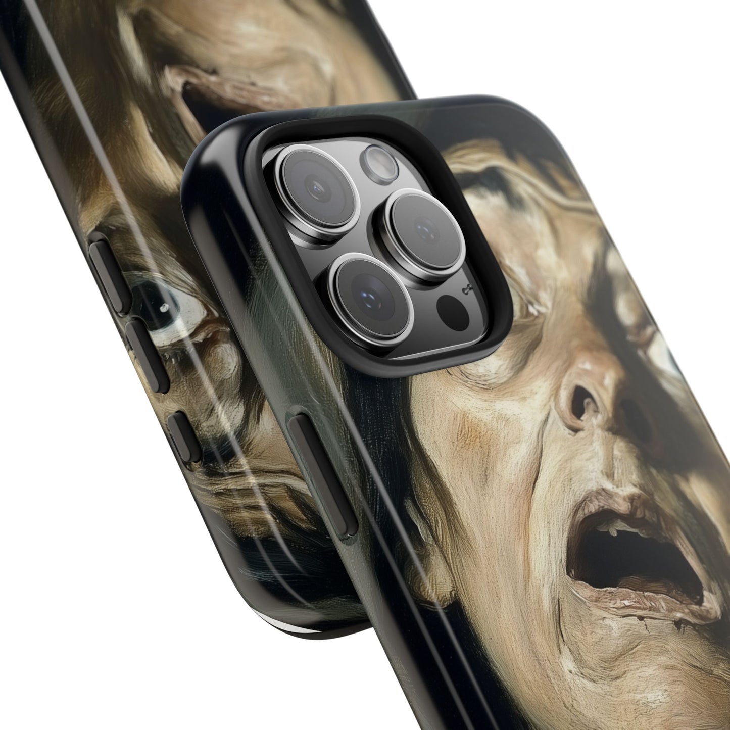 Classic horror expression phone case inspired by Goya art perfect gift for art lovers vivid expressionist design unique fright night cover dramatic face art intense emotional impact great for horror enthusiasts dark aesthetic phone protector