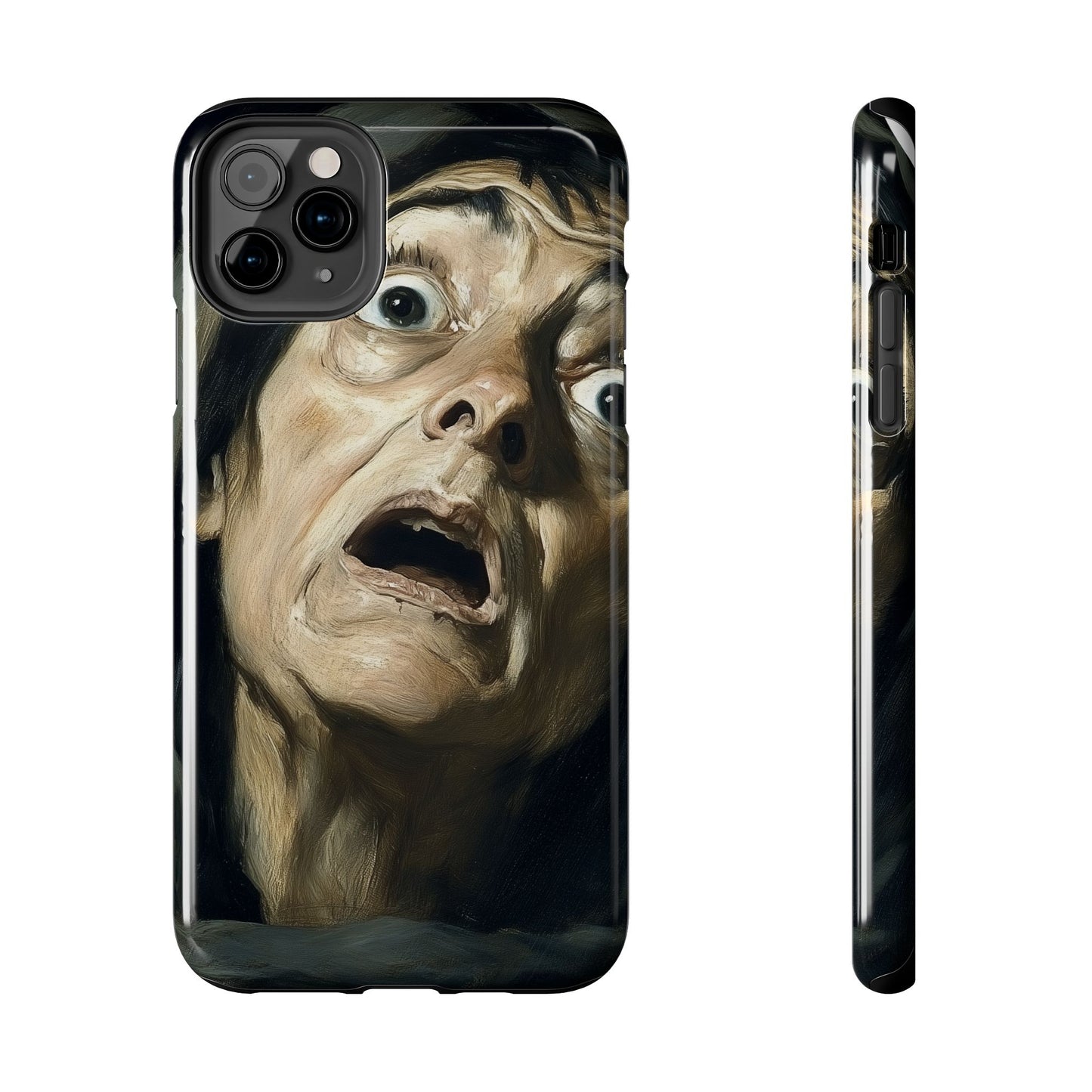 Classic horror expression phone case inspired by Goya art perfect gift for art lovers vivid expressionist design unique fright night cover dramatic face art intense emotional impact great for horror enthusiasts dark aesthetic phone protector